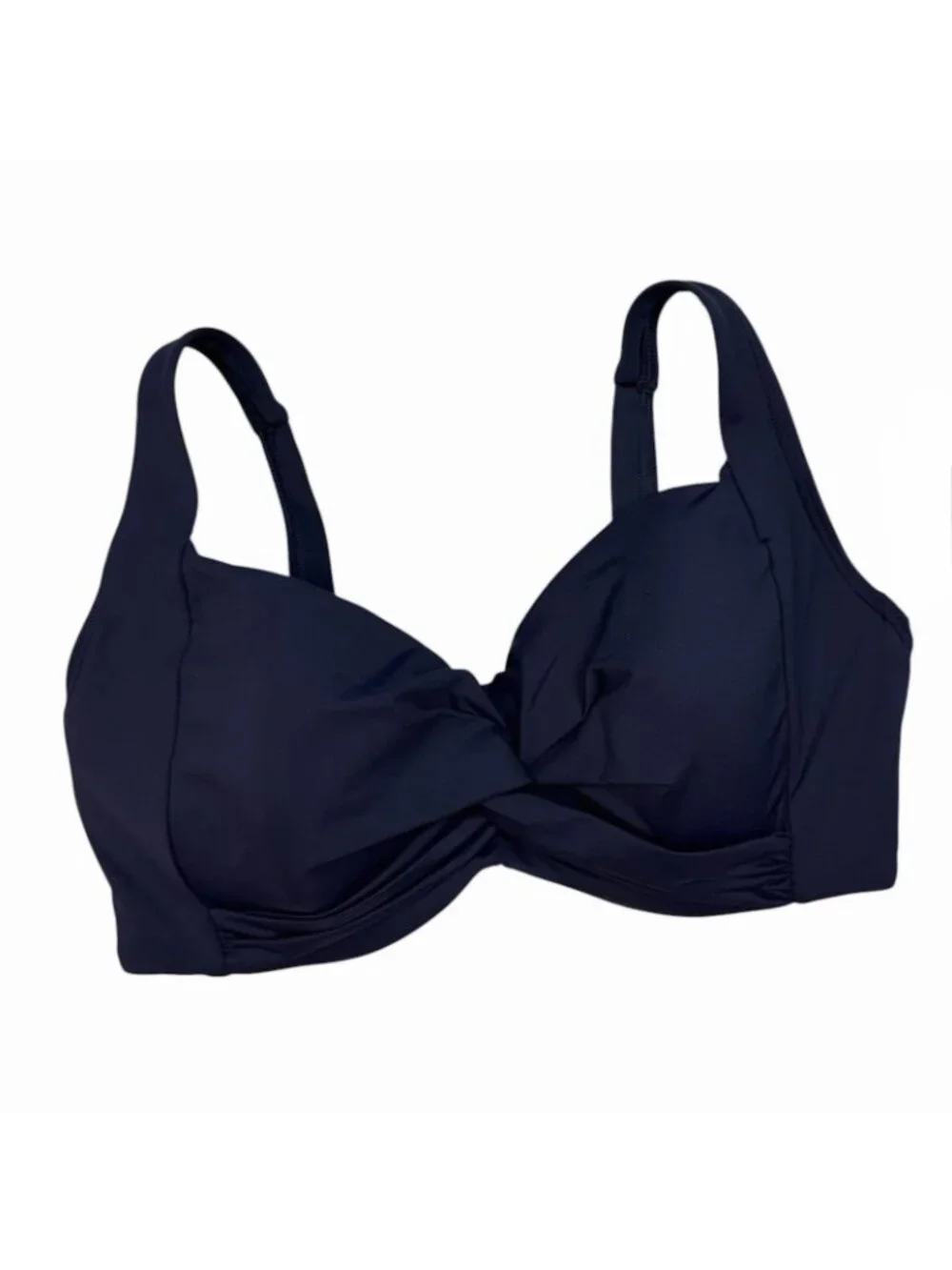 Lands End Bikini Swim Top Size 6 DDD Twist Front Deep Sea Navy Underwire Support - Picture 3 of 9